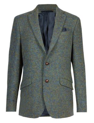 Pure Wool Tailored Fit 2 Button Harris Tweed Jacket with Buttonsafe&trade;